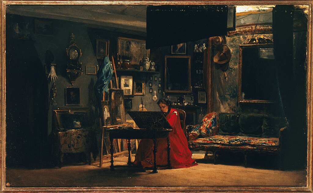 公主在工作室里的写实画作