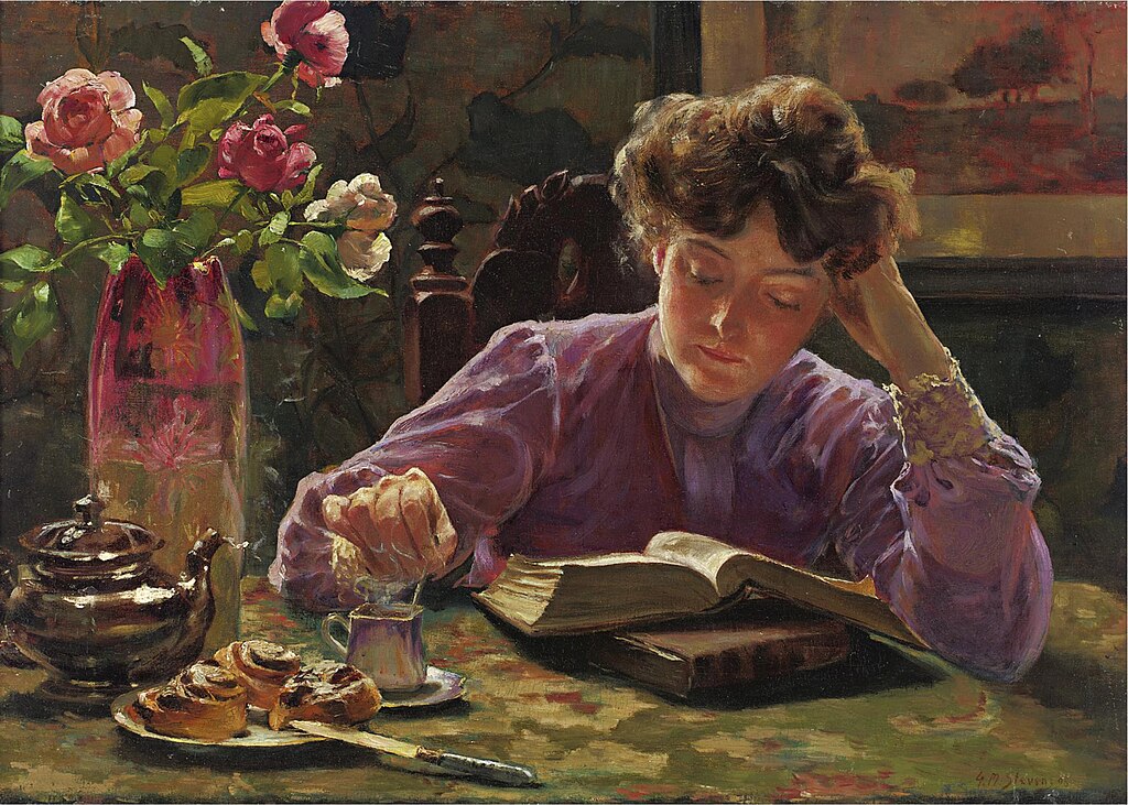 静谧阅读中的围巾