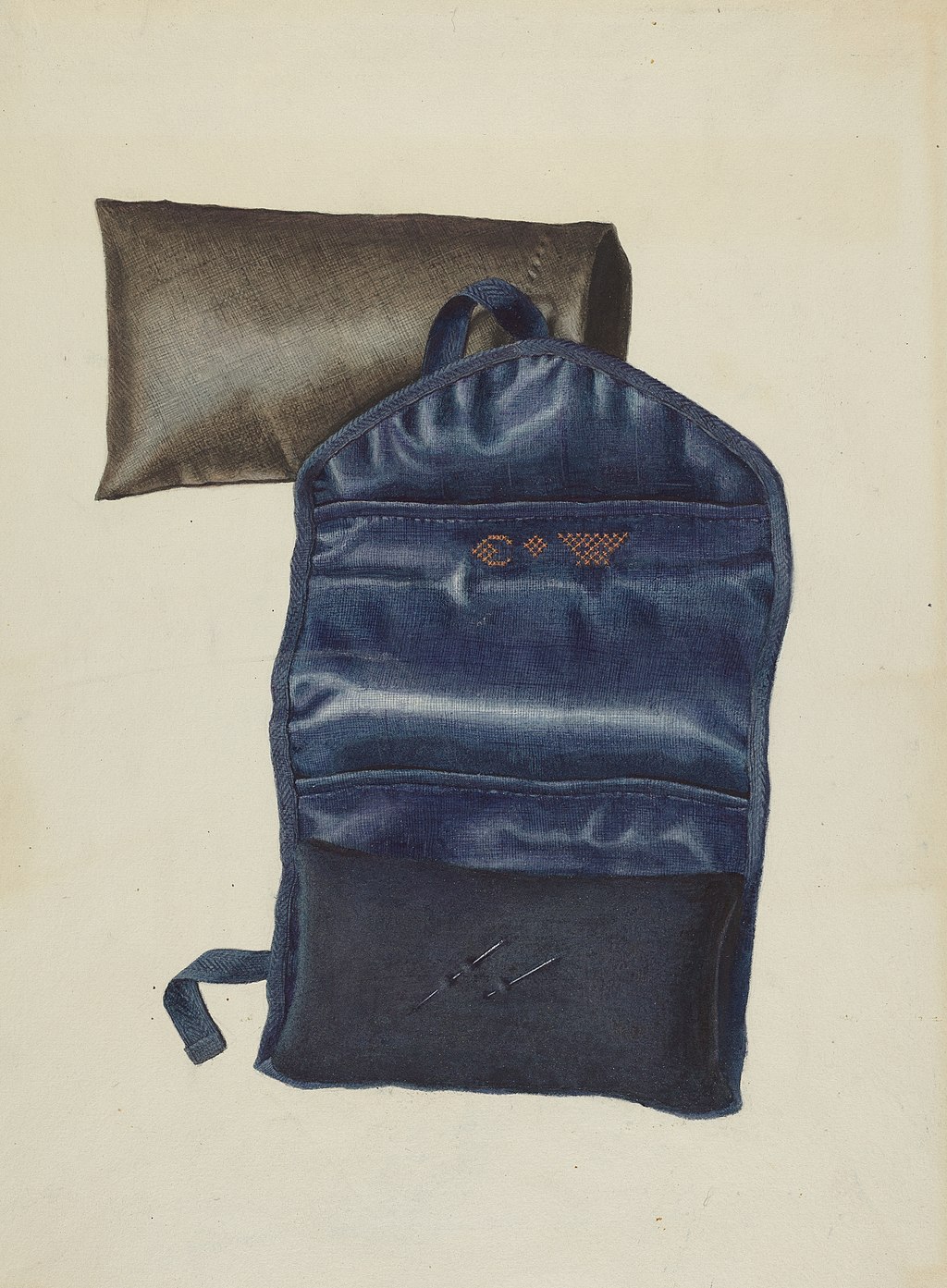 斑驳墙壁前的皮革背包特写